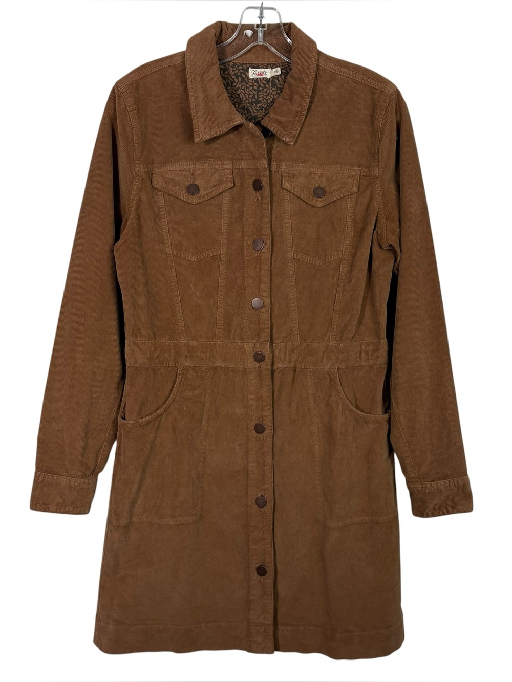 Faherty Stretch Cord Corduroy Michelle Point Collar Button Down Shirt Dress M